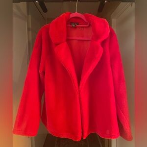 Melissa Paige Vibrant Red Faux Fur Jacket Size L